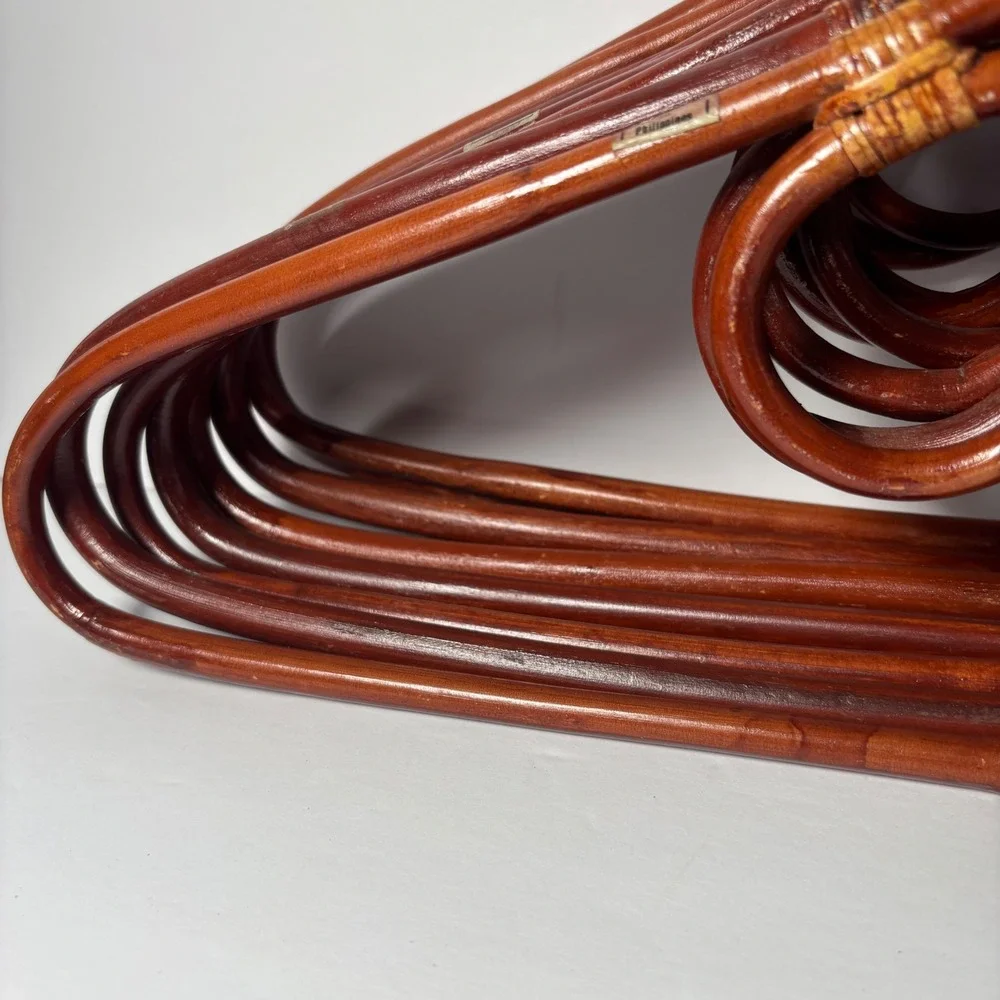 Vintage Rattan Hangers Set of 8 Brown Mahogany Boho MCM Philippines